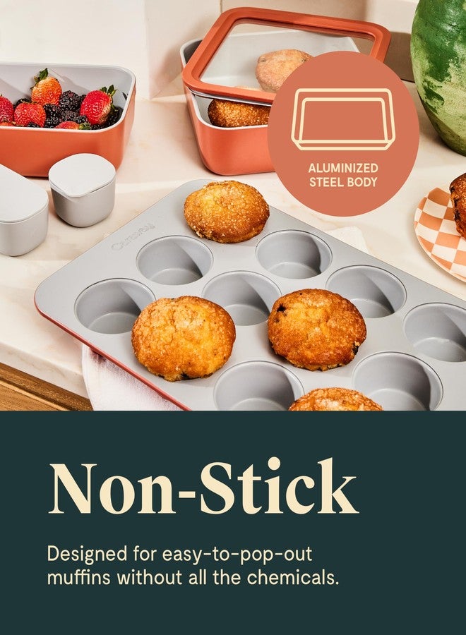 Caraway Non-Stick Ceramic 12-Cup Muffin Pan - Naturally Slick Ceramic Coating - Non-Toxic, PTFE & PFOA Free - Perfect for Cupcakes, Muffins, and More - Gray - Image 4
